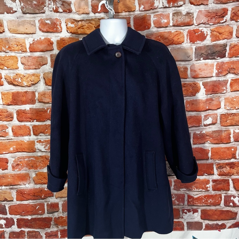 Pendleton navy blue ladies jacket button up coat 100% virgin wool size 14